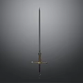 Medieval Decorative Sword With Metal Blade Golden Hilt And Purple Handle