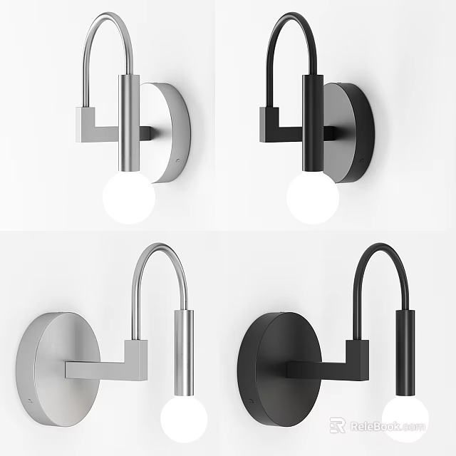 Modern Wall Lamps Minimalist Design Metal Frame Silver Black Globe Light Bulbs For Home Interior 3d model 