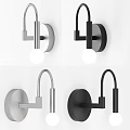 Modern Wall Lamps Minimalist Design Metal Frame Silver Black Globe Light Bulbs For Home Interior
