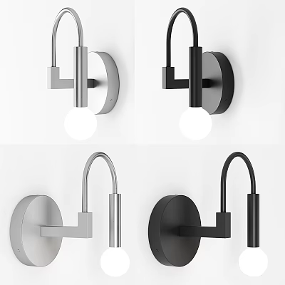 Modern Wall Lamps Minimalist Design Metal Frame Silver Black Globe Light Bulbs For Home Interior 3d model