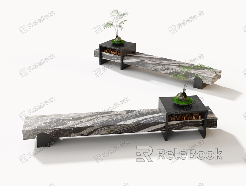 Outdoor landscape bench stone bench model