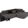 Modern Brown and Gray L Shaped Sectional Sofa with Pillows and Throw Blanket