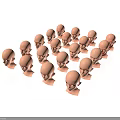 Multiple Pink Mannequin Head Models Arranged In Cluster On White Background