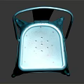 Modern Blue Metal Leisure Chair With Riveted Design And Curved Legs