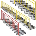 Concrete Stairs With Yellow And Red Railings Different Design Styles