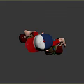 Child 3D Model Wearing Red White Blue Cap Red White Shirt Khaki Shorts Red Shoes