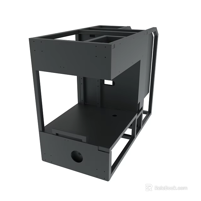 Black Metal Equipment Frame Structure With Multiple Rectangular Sections And Sturdy Supportive Base 3d model 
