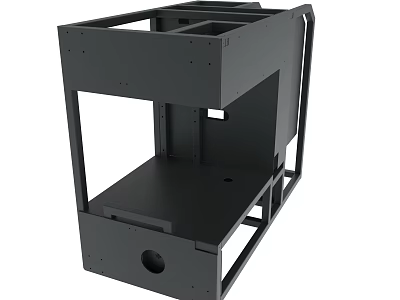Black Metal Equipment Frame Structure With Multiple Rectangular Sections And Sturdy Supportive Base 3d model