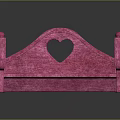 Cute Pink Outdoor Bench With Heart Shaped Cutout Backrest And Colorful Decorative Patterns On Seat