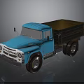 Vintage Blue Truck Featuring Open Cargo Bed and Classic Exterior Design