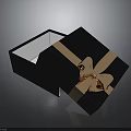 Open Black Gift Box With Shiny Gold Ribbon Bow For Daily Use