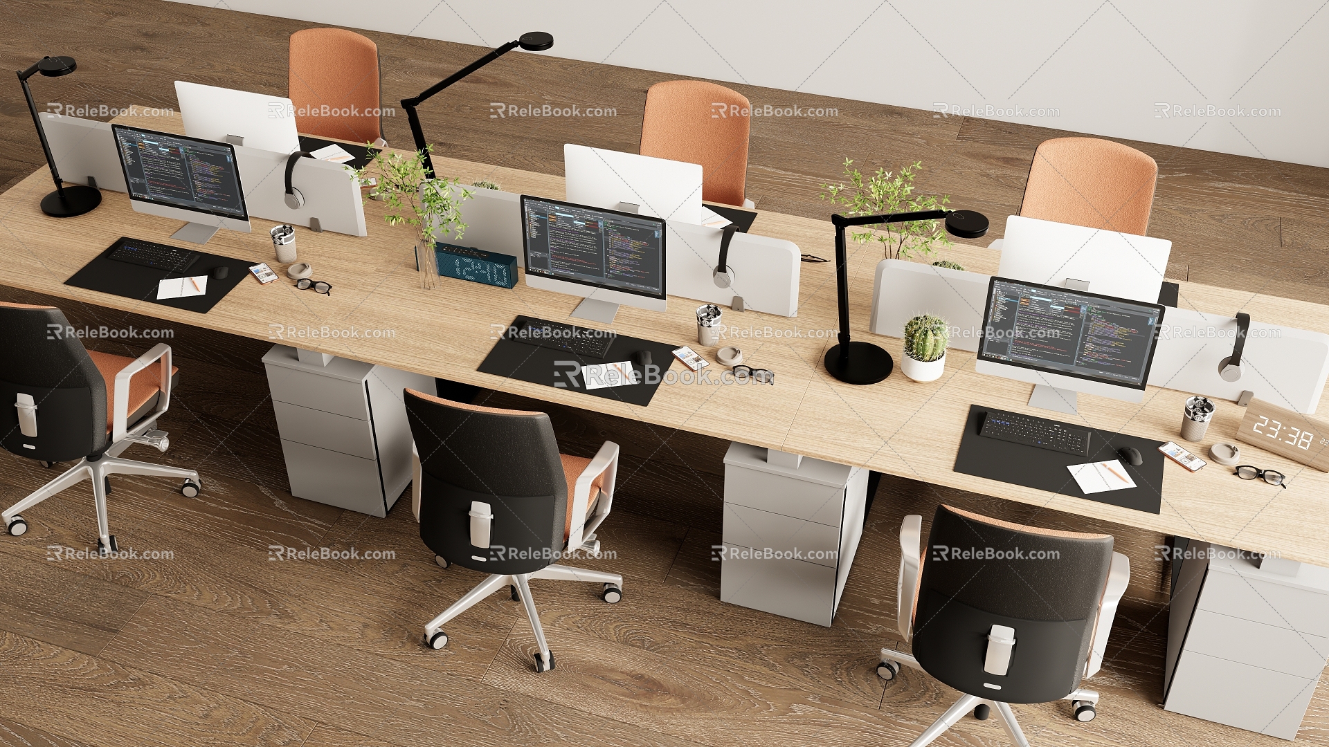 Simple Workstation Desk Staff Desk 3d model