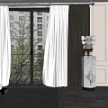 Brown Curtains With White Sheer Panels For Floor To Ceiling Window In Modern Living Room Interior