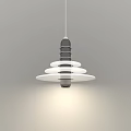 Modern Hanging Pendant Light With Multiple White Circular Layers And Black Central Column 3d model