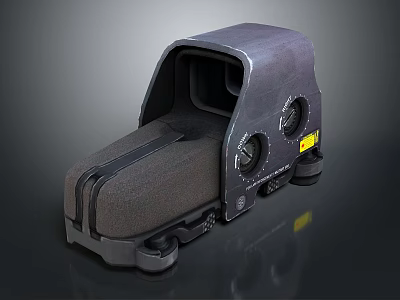 Mechanical Device With Gray Casing Viewing Window Circular Components Yellow Label And Wheels 3d model
