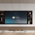 Modern TV Wall Unit With Storage Shelves Fireplace And Decorative Elements 3d model