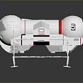 White Space Lander Featuring Red Stripes and Landing Legs Modern Design for Exploration