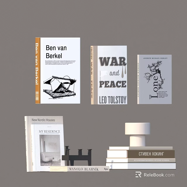 Classic And Modern Books Collection Featuring War And Peace And Literary Works 3d model 