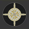 Ornamental Circular Platform with Yellow Blue Geometric Pattern and White Railings and Extended Decorative Sections