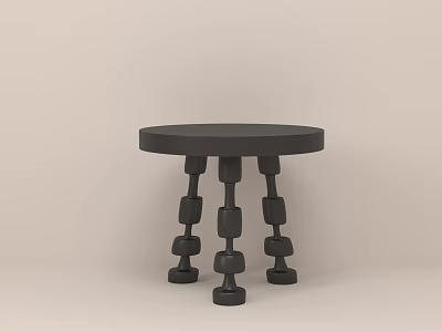 Stylish Black Modern Side Table With Round Top And Dumbbell Shaped Legs 3d model