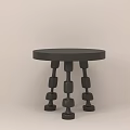 Stylish Black Modern Side Table With Round Top And Dumbbell Shaped Legs 3d model