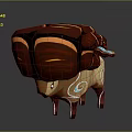Mythical Game Movie 3D Character With Red Orange Patterned Back And Yellow Blue Accents