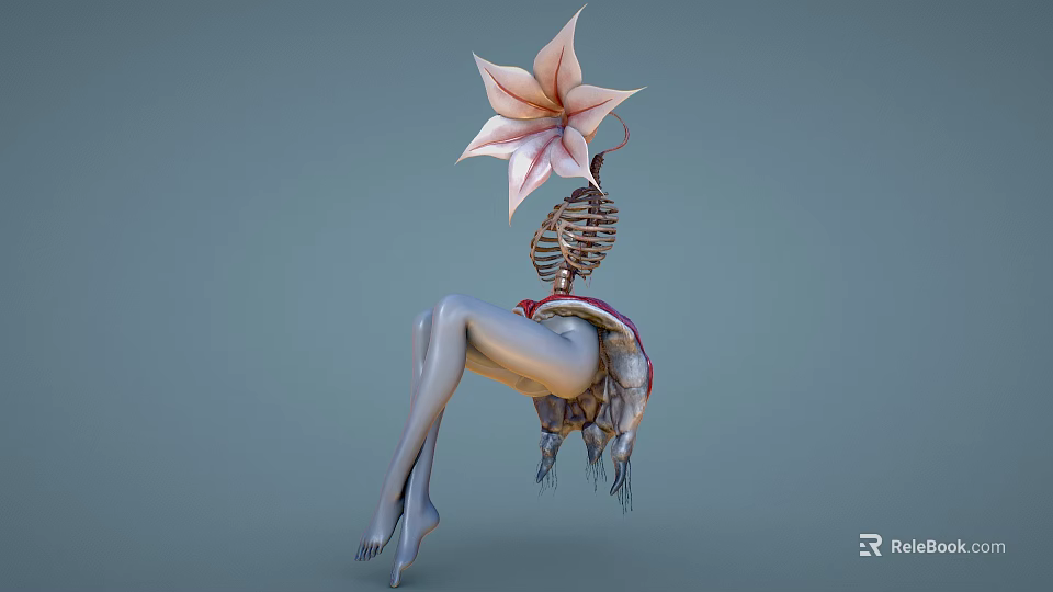 Game Movie Fantasy Character With Lily Flower Skeleton And Pale Female Legs 3d model 