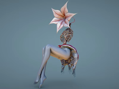 Game Movie Fantasy Character With Lily Flower Skeleton And Pale Female Legs 3d model