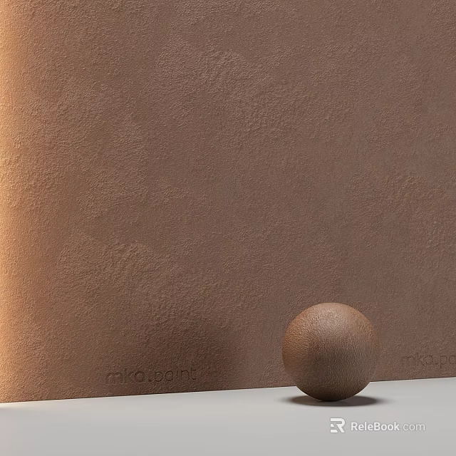 Brown Textured Wall With Smooth Brown Sphere And Mikagami Branding Elements 3d model 