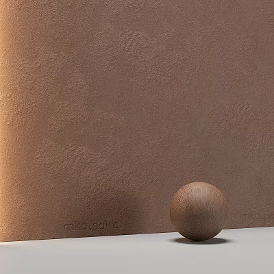 Brown Textured Wall With Smooth Brown Sphere And Mikagami Branding Elements 3d model
