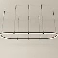 Modern Circular Chandelier with Minimalist Design Suspended by Black Cables and LED Light