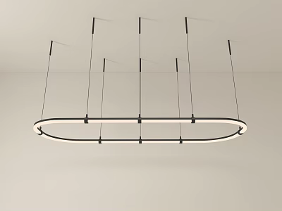 Modern Circular Chandelier with Minimalist Design Suspended by Black Cables and LED Light 3d model