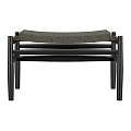 Modern Sofa Bench with Black Wooden Frame and Green Padded Seat
