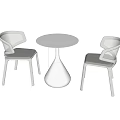 Modern White Dining Chairs With Ergonomic Backrest And Round Table For Home Dining Space 3d model