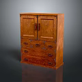 Solid Wooden Entryway Side Cabinet with Double Doors and Multiple Drawers