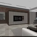 Modern Living and Dining Room With TV Wall Light Sofa And Floor to Ceiling Windows