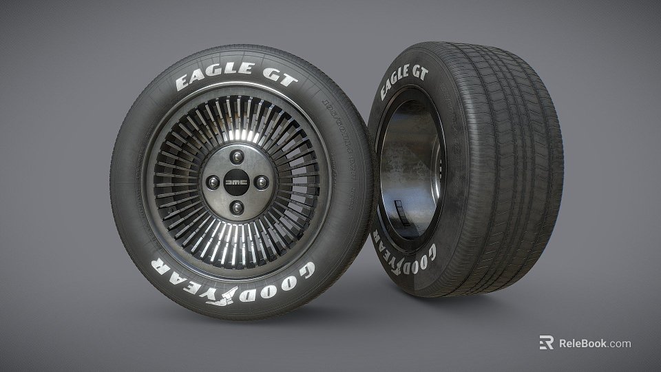 Goodyear Eagle GT Tires Featuring Stylish Alloy Wheels And Performance Rubber Tread 3d model 