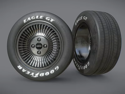 Goodyear Eagle GT Tires Featuring Stylish Alloy Wheels And Performance Rubber Tread 3d model