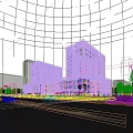 Modern Multi Storey Office Building Exterior With Glass Curtain Walls And Street View At Sunset