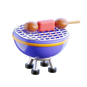 Barbecue Grill Carbon Grill Cartoon Barbecue Grill 3d model