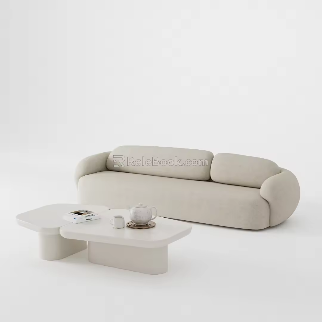 Modern Multiplayer Sofa Coffee Table Combination 3d model