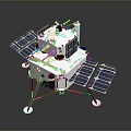 Spacecraft Lander Model With Solar Panels Metallic Structure Landing Legs And Scientific Instruments