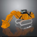 Orange Crawler Excavator With Large Bucket And Heavy Duty Industrial Machinery Design