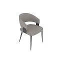 Modern Light Gray Upholstered Dining Chair With Curved Backrest And Black Slim Legs
