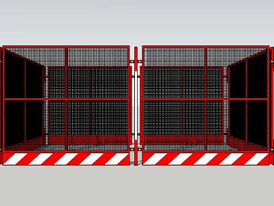 Red Mesh Safety Fencing With Warning Stripes For Construction Site Protection 3d model