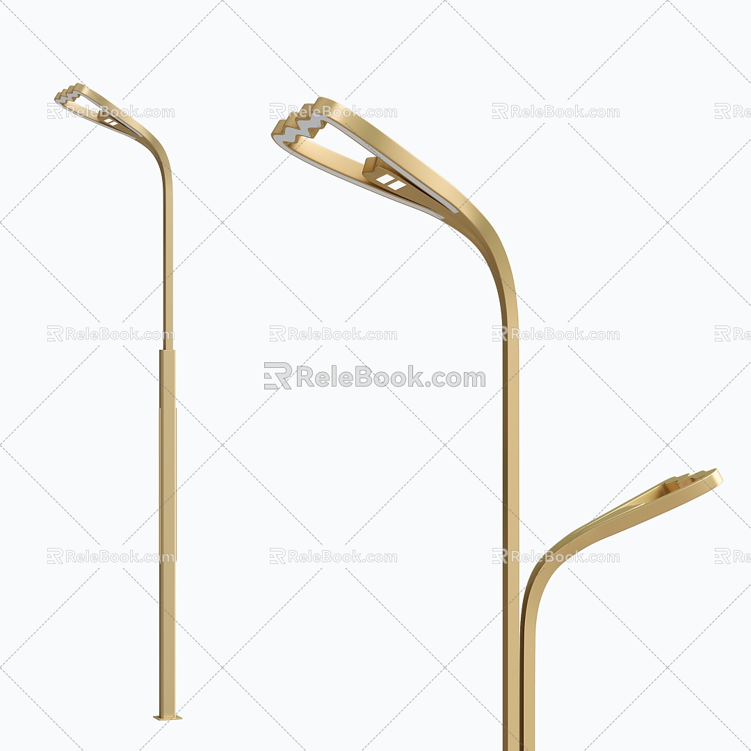 Street lamp high and low arm style 3d model