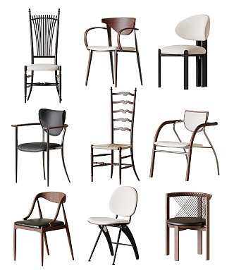 Modern Middle Style Dining Chair 3d model