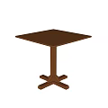 Sturdy Square Wooden Dining Table With Central Pedestal And Cross Leg Base
