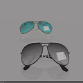 Stylish Aviator Sunglasses With Green And Black Lenses And Tags