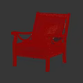 Comfortable Wooden Chair With Blue Cushion Yellow Pillow And Classic Armrest Design